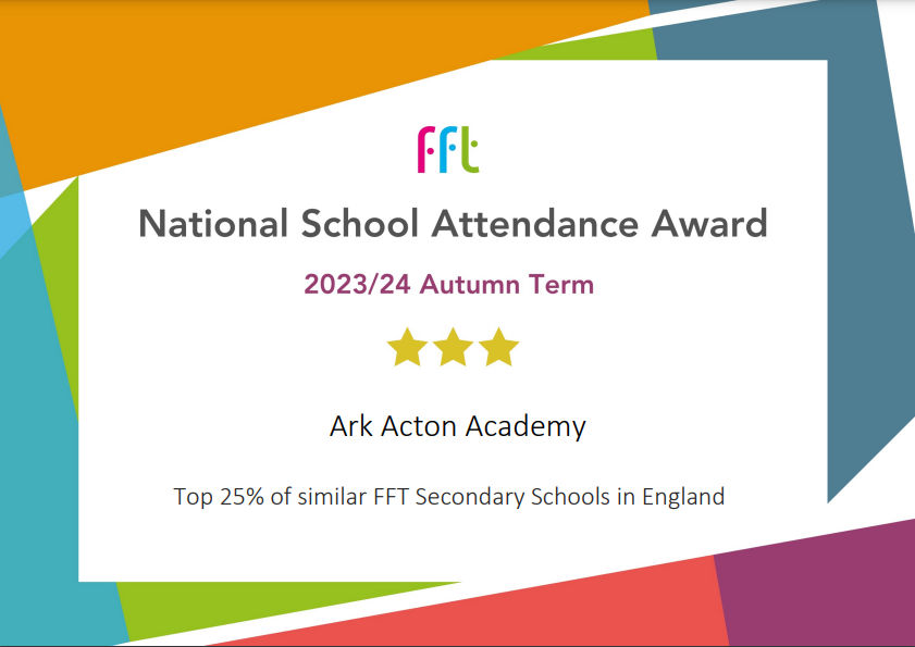 Image for news item 'Ark Acton receives a national school attendance award!'