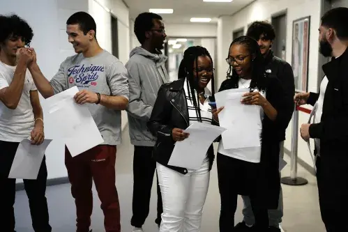 A-Level students receiving results